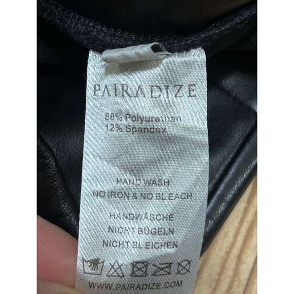 Pairadize Assthetic Vegan Leather Pants M Classic Black High Waist Skinny Shiny - Picture 9 of 10